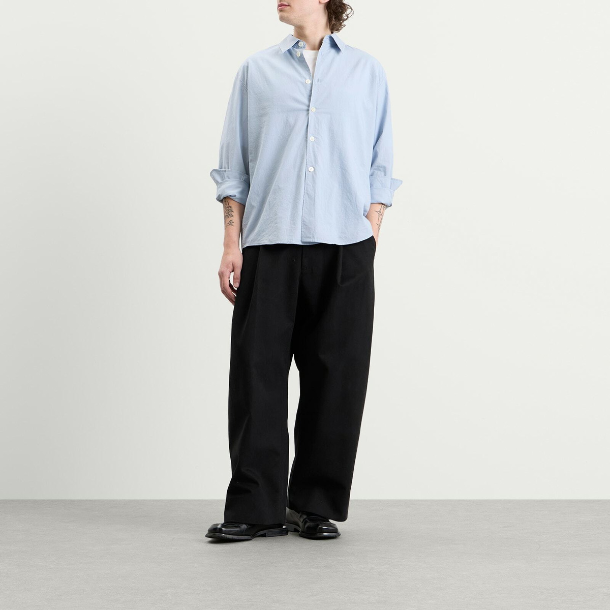 Studio Nicholson Men's Sorte Deep Pleat Volume Pant in Black