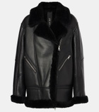 Blancha Shearling-trimmed leather jacket