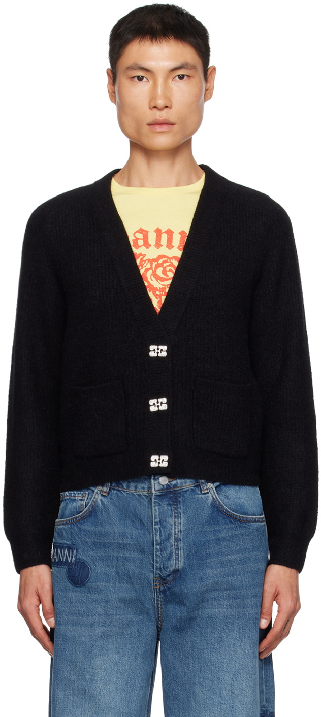 GANNI ブラックブークレカーディガン GANNI ブラックブークレカーディガン New Arrivals @ganni