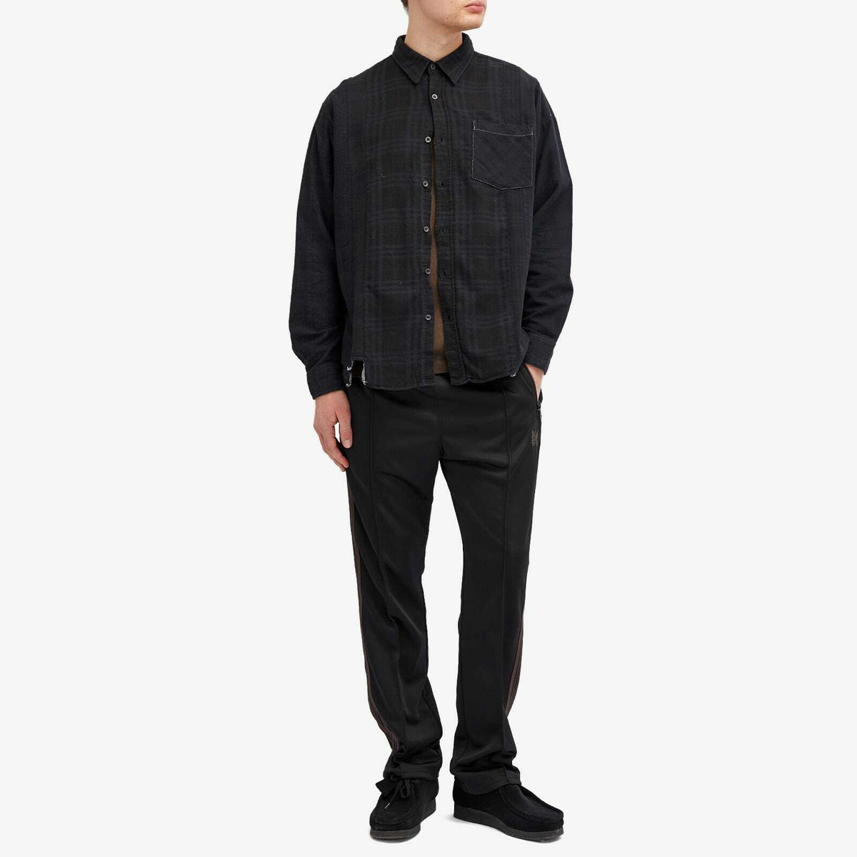 Needles シャツ 黒 M Needles 7 Cuts Over Dye Flannel Shirt in Black Needles