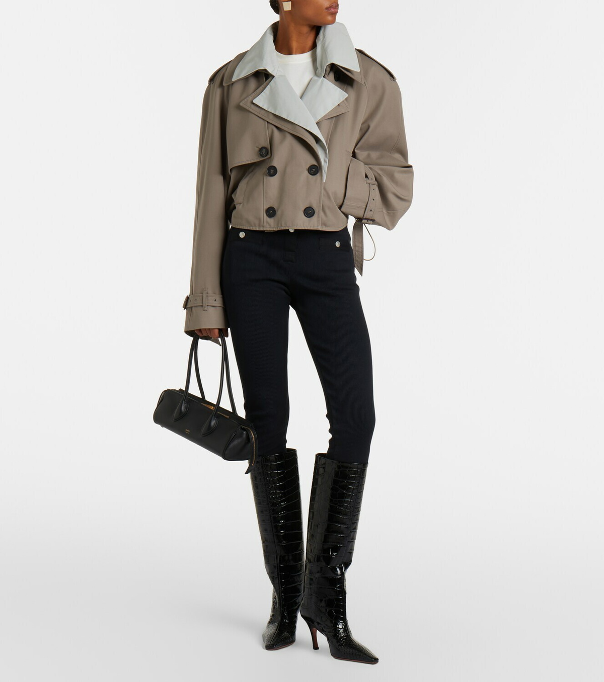 Amina Muaddi Mona croc-effect leather knee-high boots