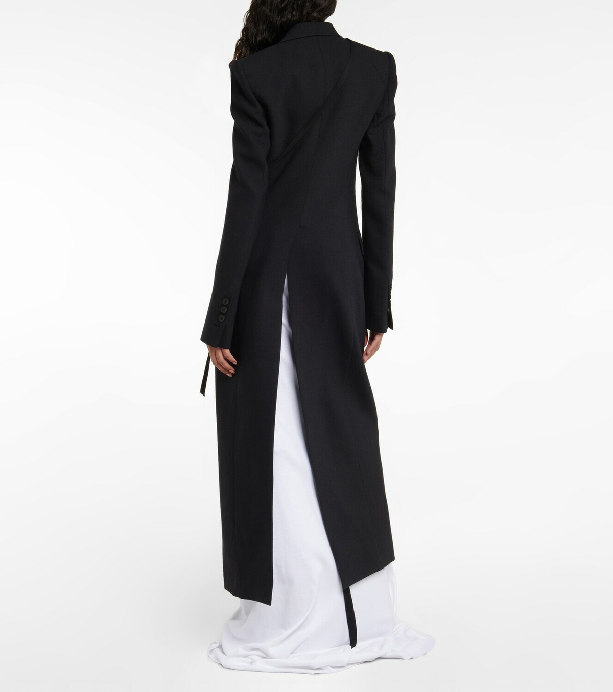 ANN DEMEULEMEESTER crepe split back coat with satin lapels