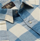 RRL - Buffalo-Checked Cotton and Linen-Blend Flannel Shirt - Blue