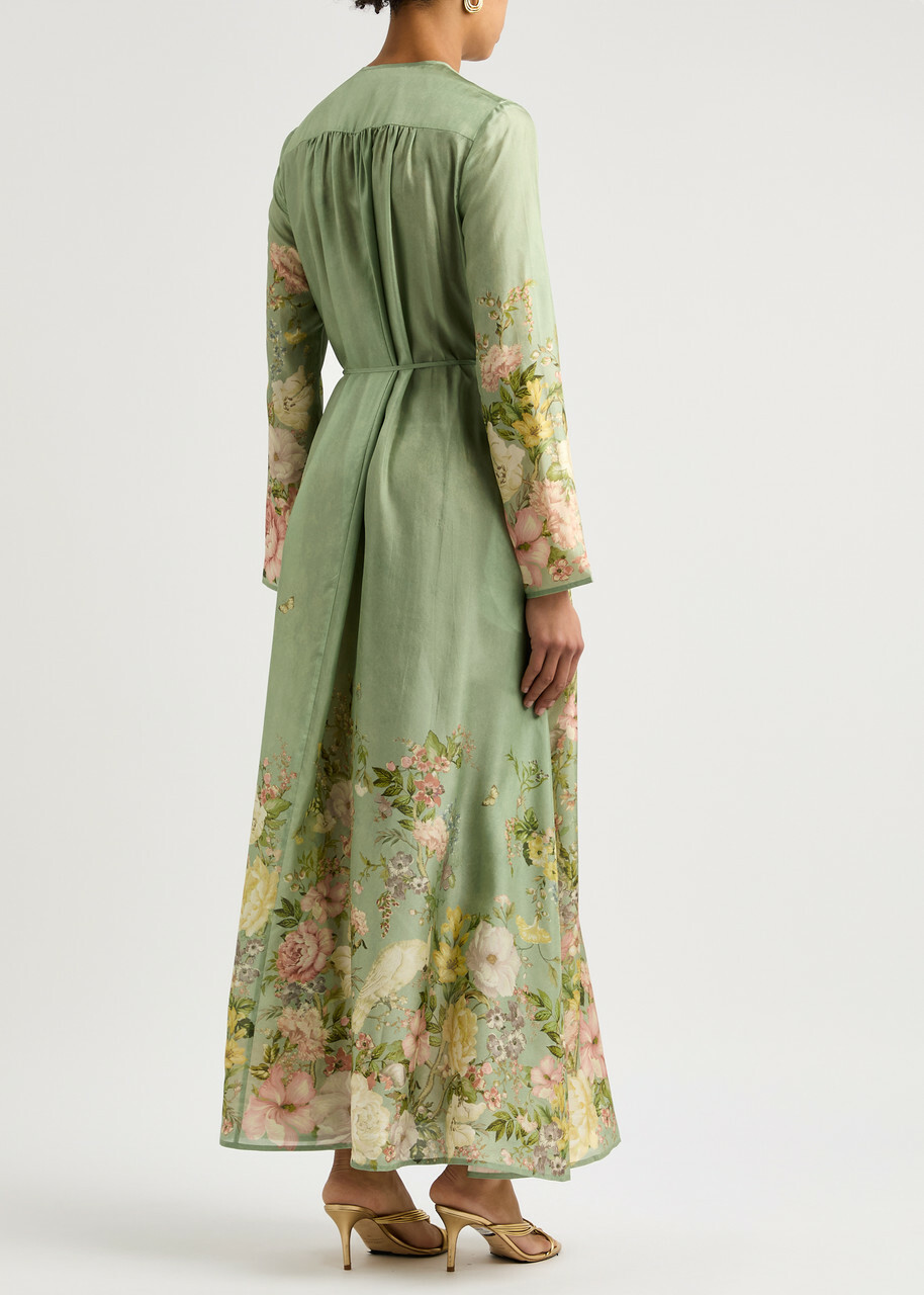 Robe Longue Zimmermann En Mousseline De Soie - Imprimé Floral, Manches Bouffantes - Taille FR40/UK12/US10