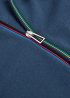 PS Paul Smith Stripe-trimmed Fine-knit Polo Jumper Blue