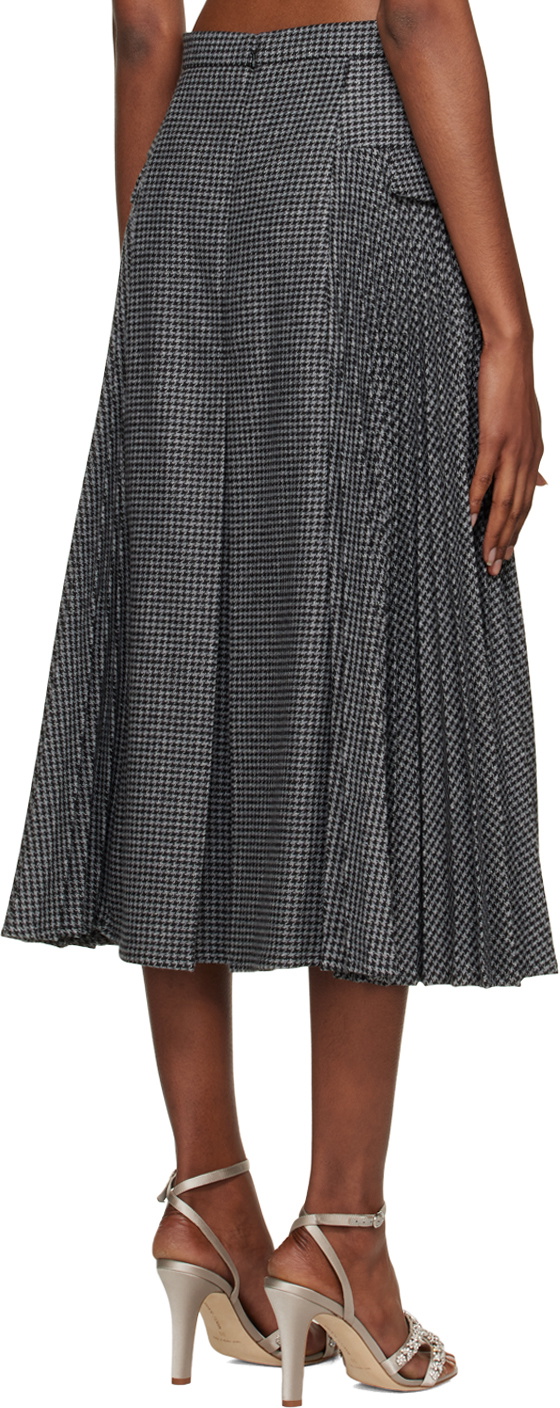 Erdem Navy Pleated Midi Skirt