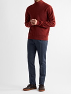 INCOTEX - Slim-Fit Pleated Stretch-Wool Tweed Trousers - Blue