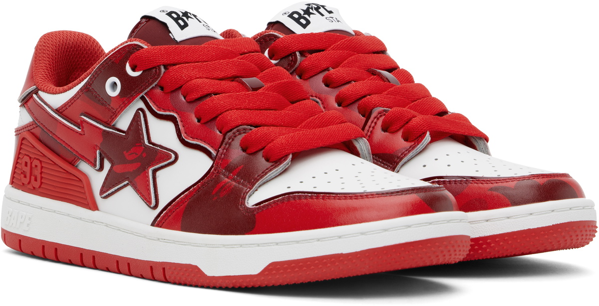 BAPE Red & White SK8 Sta #1 M2 Sneakers A Bathing Ape