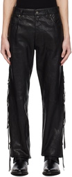 GUESS USA Black Flare Leather Trousers