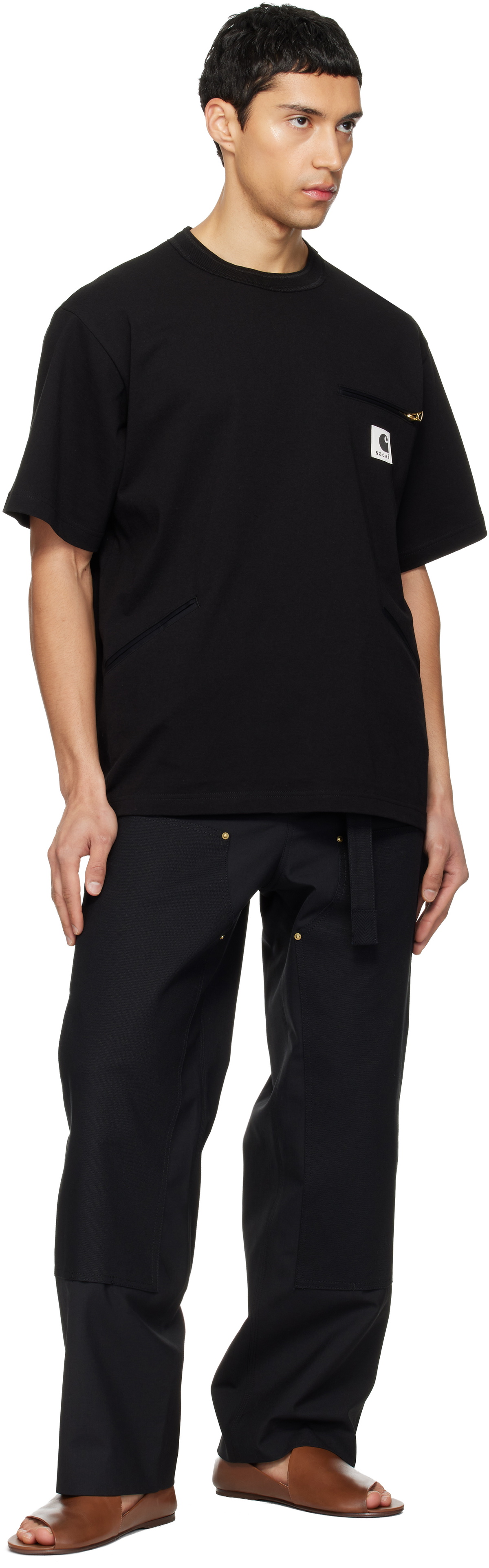 sacai Black Carhartt WIP Edition Cotton Jersey T-shirt