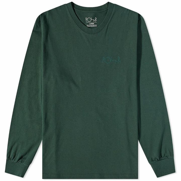 Photo: Polar Skate Co. Men's Long Sleeve Stroke Logo T-Shirt in Dark Green