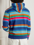 Polo Ralph Lauren - Striped Hooded Cotton-Blend Sweater - Blue