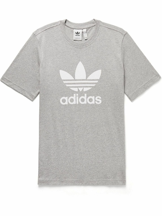 Photo: adidas Originals - Logo-Print Cotton-Jersey T-Shirt - Gray