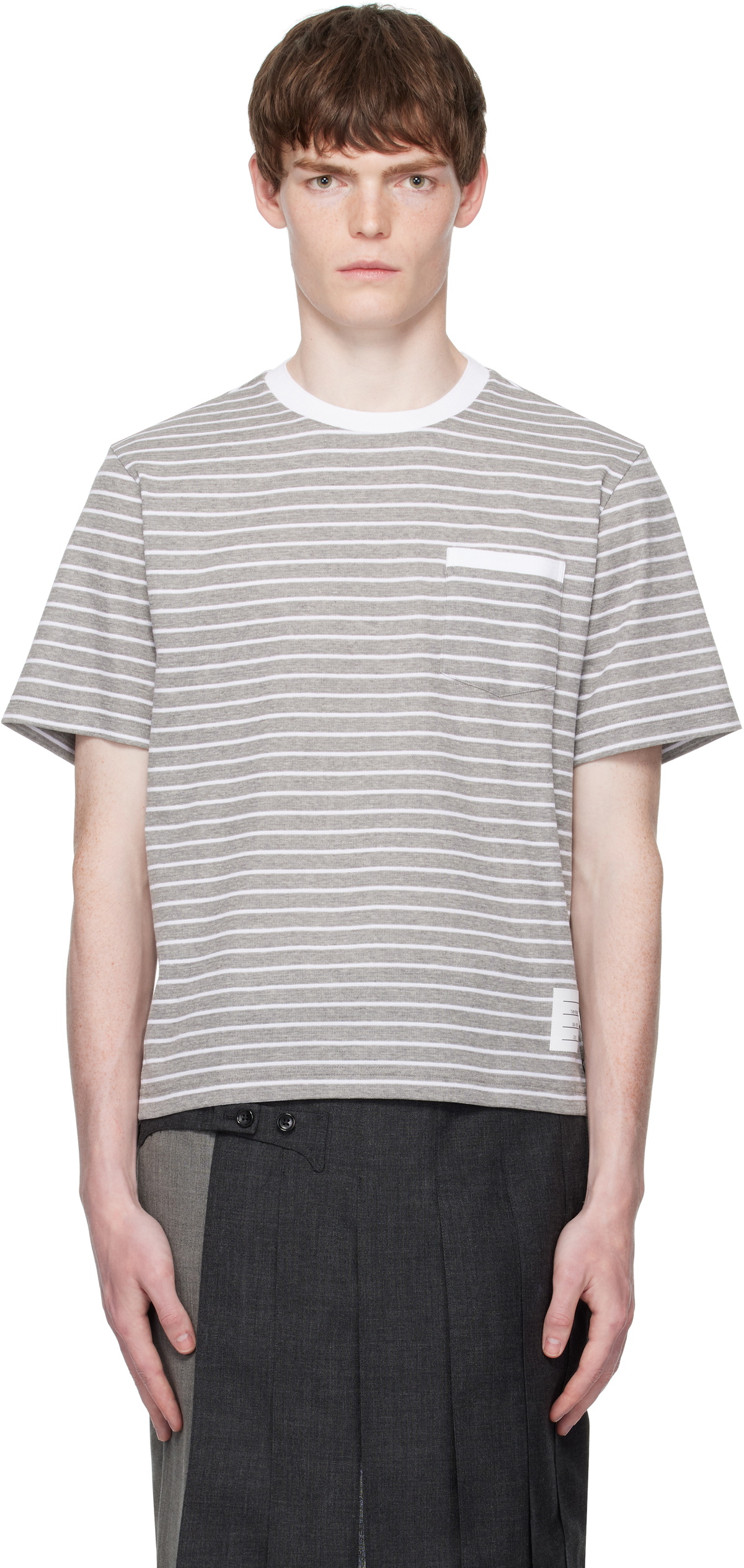 【送料&関税込】Thom Browne Medium Gray T-shirt Thom Browne Gray cotton t-shirt - Grey - Men | MJS247AJ0129035