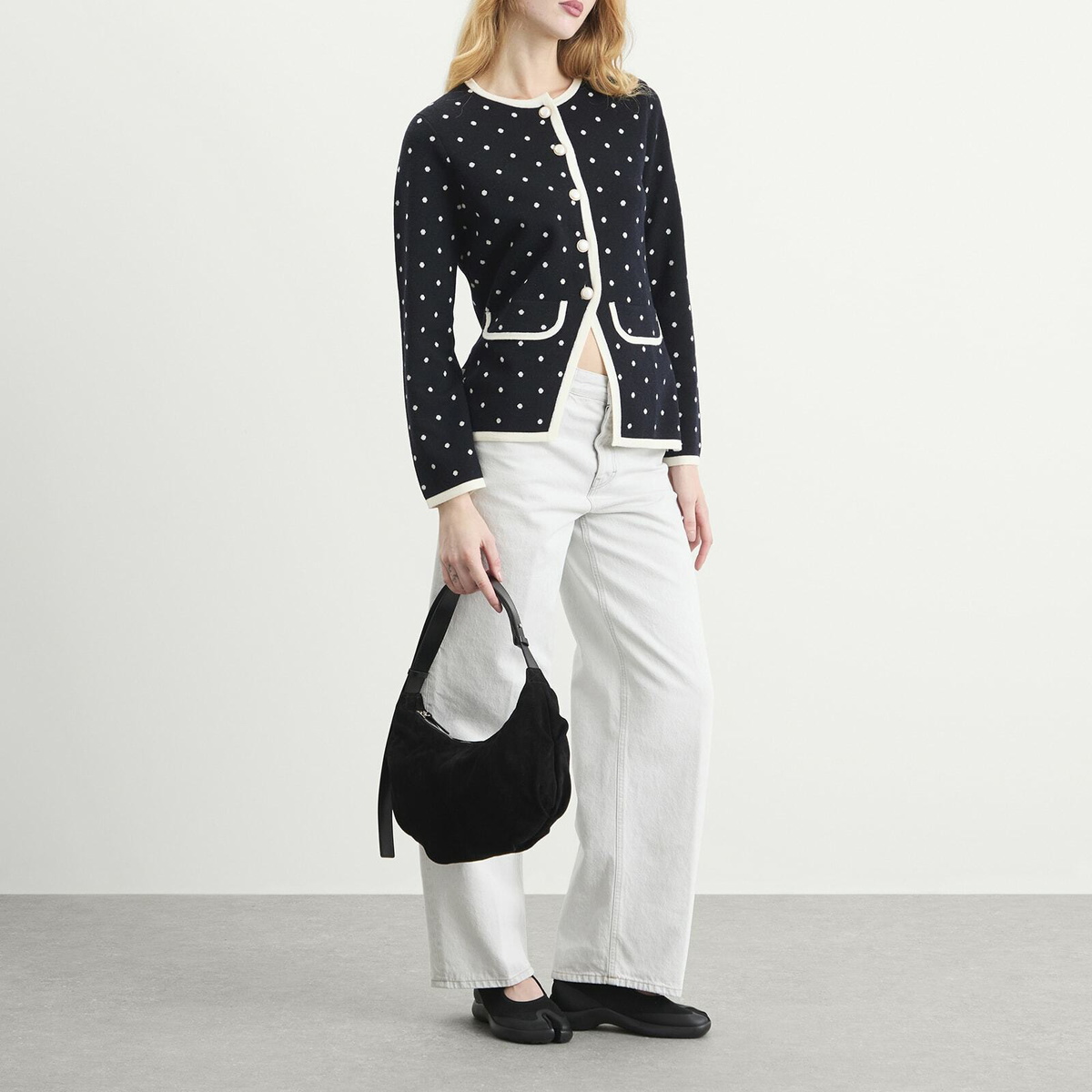 RIXO Women's Mirja Sport Cardigan in Jacquard Navy/Coral
