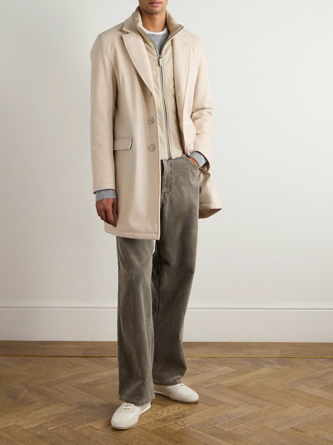 Herno - Wool Coat with Detachable Shell Gilet - Neutrals