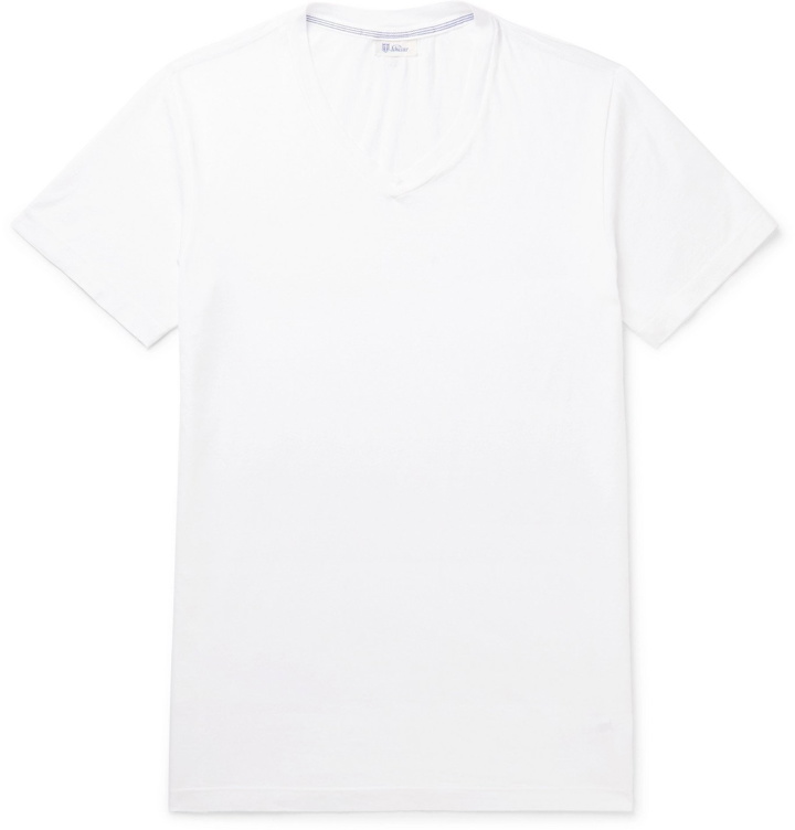 Photo: SCHIESSER - Josef Slim-Fit Cotton-Jersey T-Shirt - White
