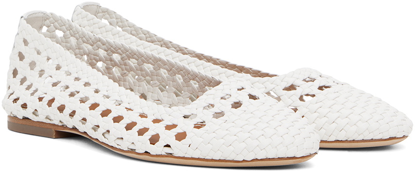 Staud White Nell Crochet Ballerina Flats