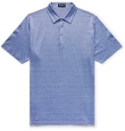Peter Millar - Knitted Mélange Stretch Cotton and Modal-Blend Polo Shirt - Blue
