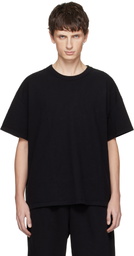 Les Tien Black Lightweight Binded Neck Oversized T-shirt