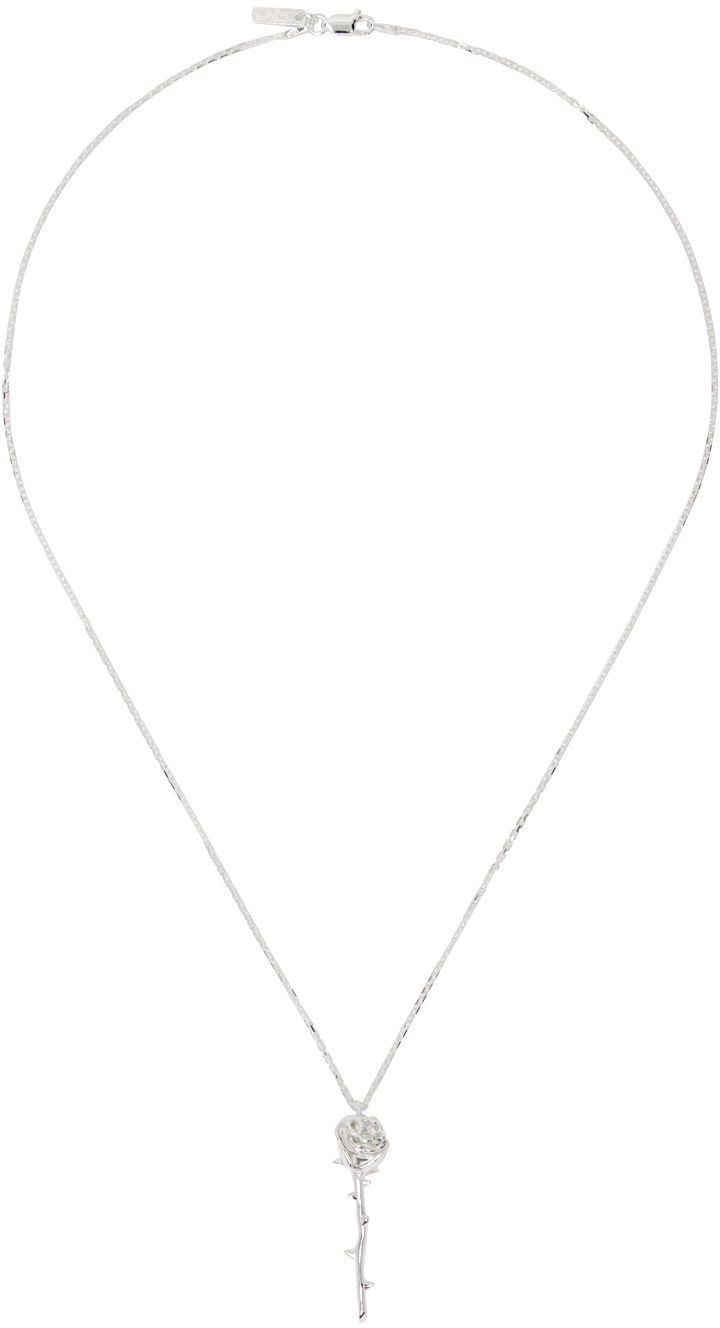 Hatton Labs Silver Rose Stem Pendant Necklace