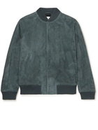 Mr P. - Slim-Fit Suede Bomber Jacket - Blue