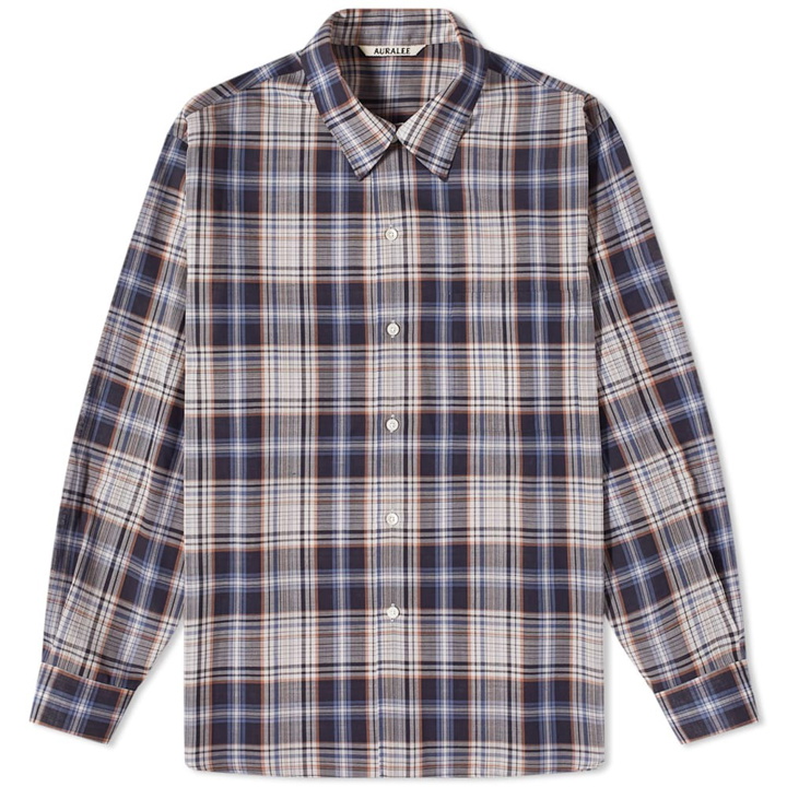 Photo: Auralee Men's Checked Shirt in Blue Check