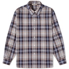 Auralee Men's Checked Shirt in Blue Check