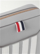 Thom Browne - Small Striped Pebble-Grain Leather Messenger Bag