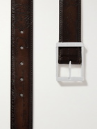 Berluti - 3.5cm Scritto Leather Belt - Brown