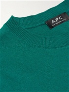 A.P.C. - Maceo Logo-Embroidered Striped Cashmere and Cotton-Blend Sweater - Green