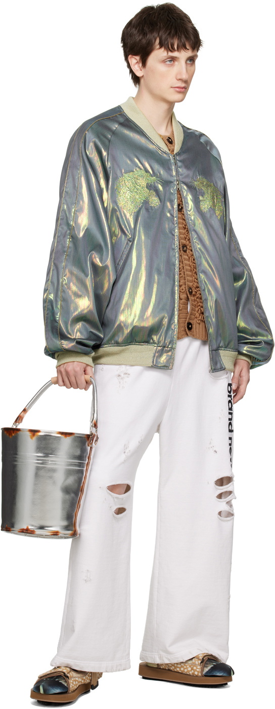 Doublet Gray Hologram Souvenir Bomber Jacket