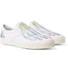 AMIRI - Skel Toe Tie-Dyed Leather-Appliquéd Canvas Slip-On Sneakers - White