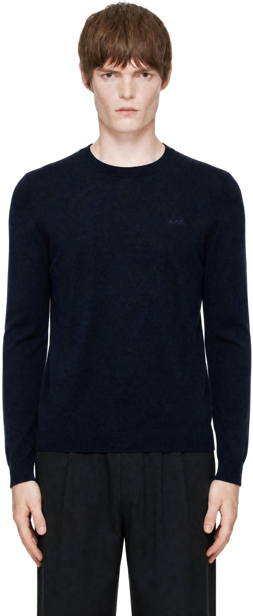 A.P.C. Navy Matt Logo Sweater