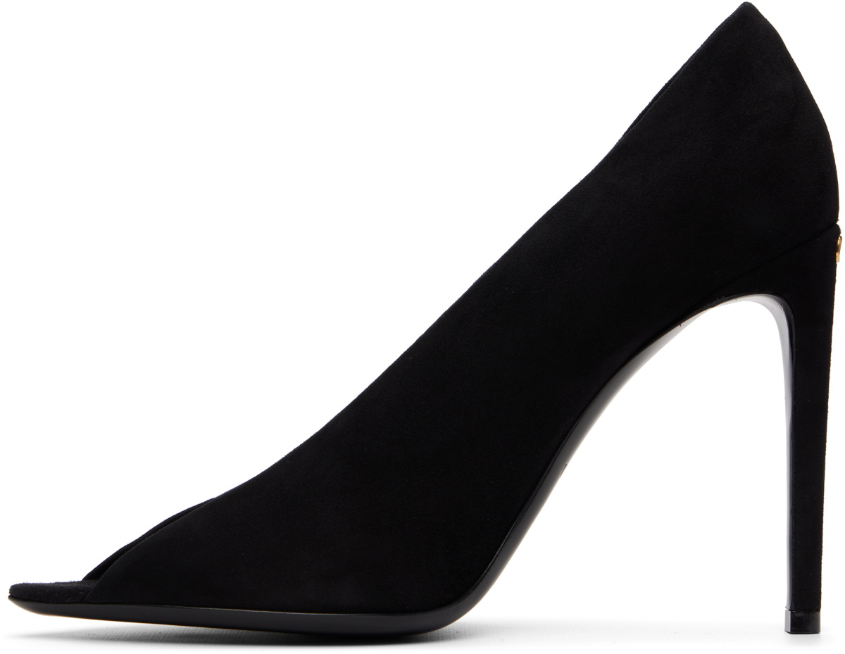 Valentino Garavani Black Open Toe Révélé Suede Heels