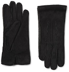 Loro Piana - Damon Baby Cashmere-Lined Suede Gloves - Men - Black