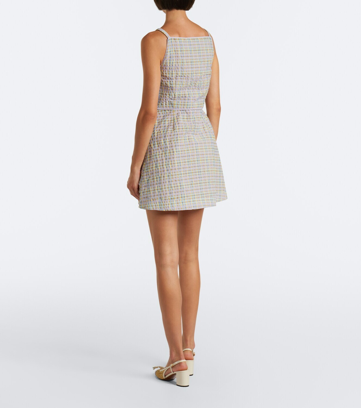 Markarian Skye plaid seersucker minidress
