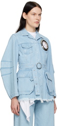 Marques Almeida Blue Eyelet Denim Jacket