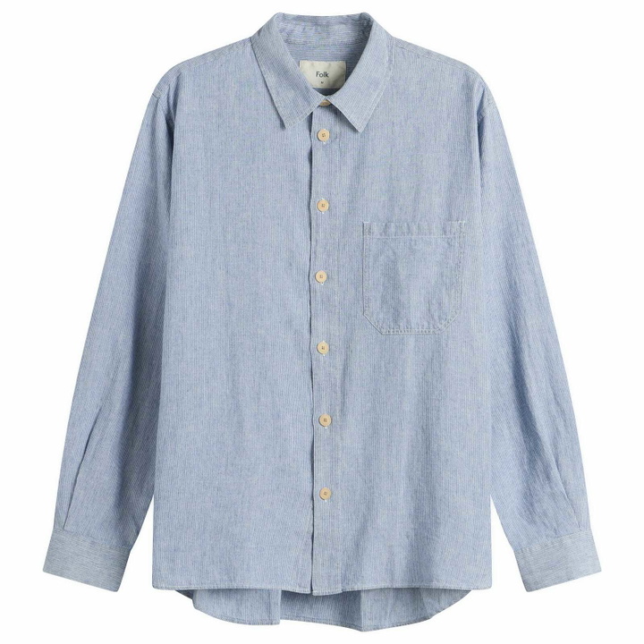 Photo: Folk Men's Easy Fit Shirt in Washed Indigo Stripe