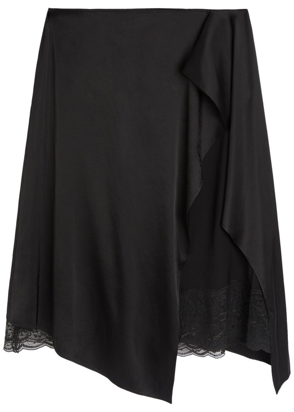 Photo: Acne Studios Layered Asymmetric Satin Midi Skirt Black