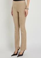 Stouls JP Long Flared-leg Suede Trousers Beige