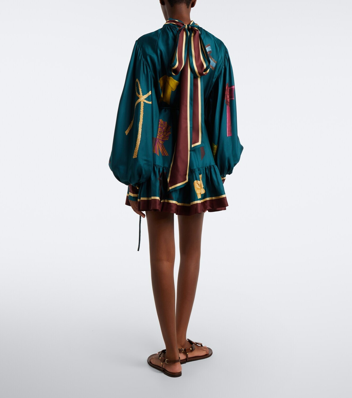 Alémais Rosette printed silk twill minidress