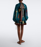Alémais Rosette printed silk twill minidress