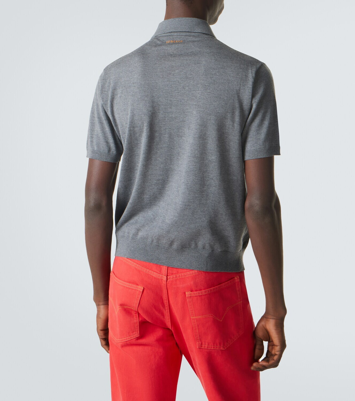 Versace Intarsia striped virgin wool polo shirt