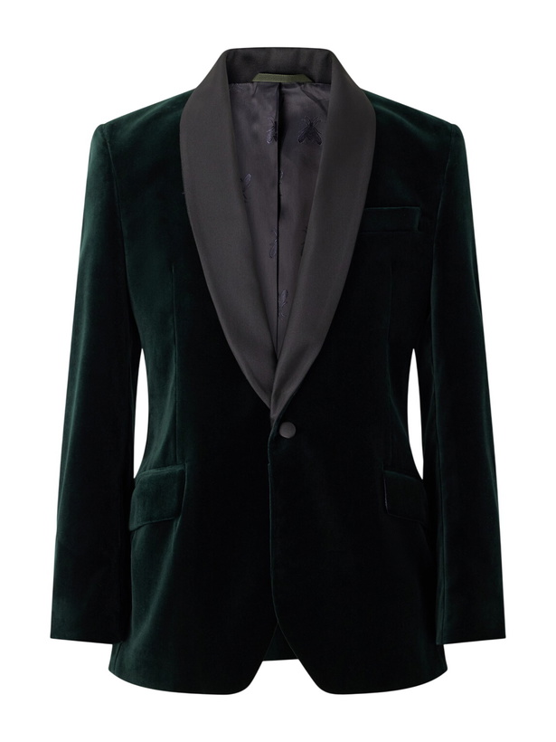 Photo: Favourbrook - Satin-Trimmed Cotton-Velvet Tuxedo Jacket - Green