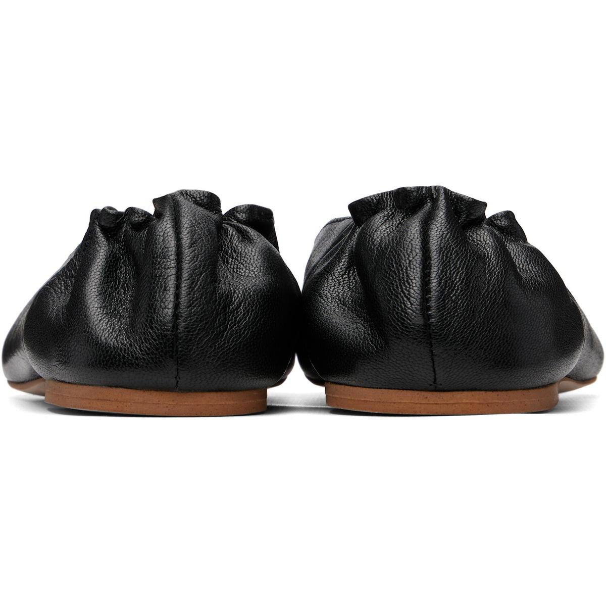A.P.C. Black Square-Toe Leather Ballerina Flats