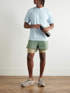 DISTRICT VISION - Straight-Leg Layered Logo-Print Stretch-Jersey and Shell Drawstring Shorts - Green