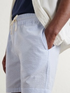 Portuguese Flannel - Atlantico Straight-Leg Cotton-Seersucker Shorts - Blue