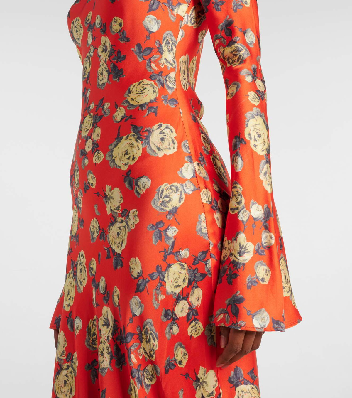 ganni floral satin maxi dress Floral Satin Maxi Dress