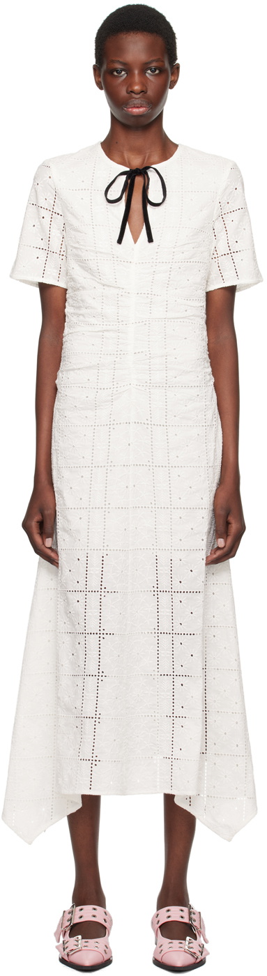 GANNI White Broderie Anglaise Maxi Dress GANNI